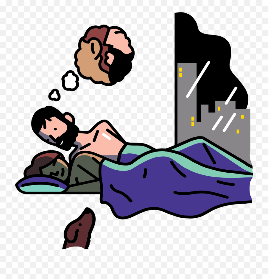 Download Married Couple Going To Sleep In The City - Couple Sleep Clipart Emoji,Sleeping Clipart