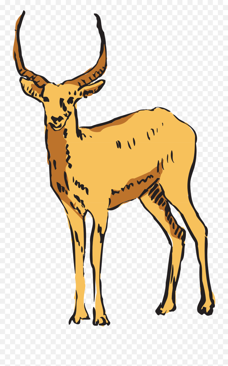 Cartoon Drawing Of The Standing Antelope With Horns - Antilopa Png Emoji,Horns Png