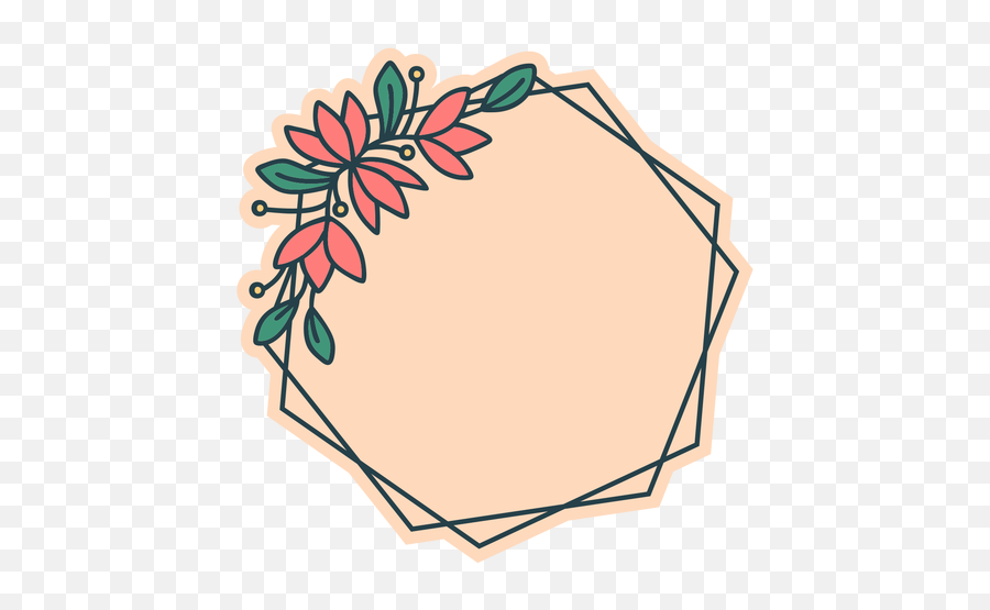 Hexagon Floral Frame - Floral Frame Emoji,Floral Png