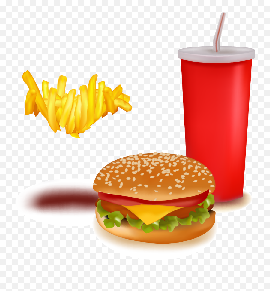 Hamburger Fast Food Soft Drink French Fries - Junk Food With Emoji,Burger And Fries Clipart