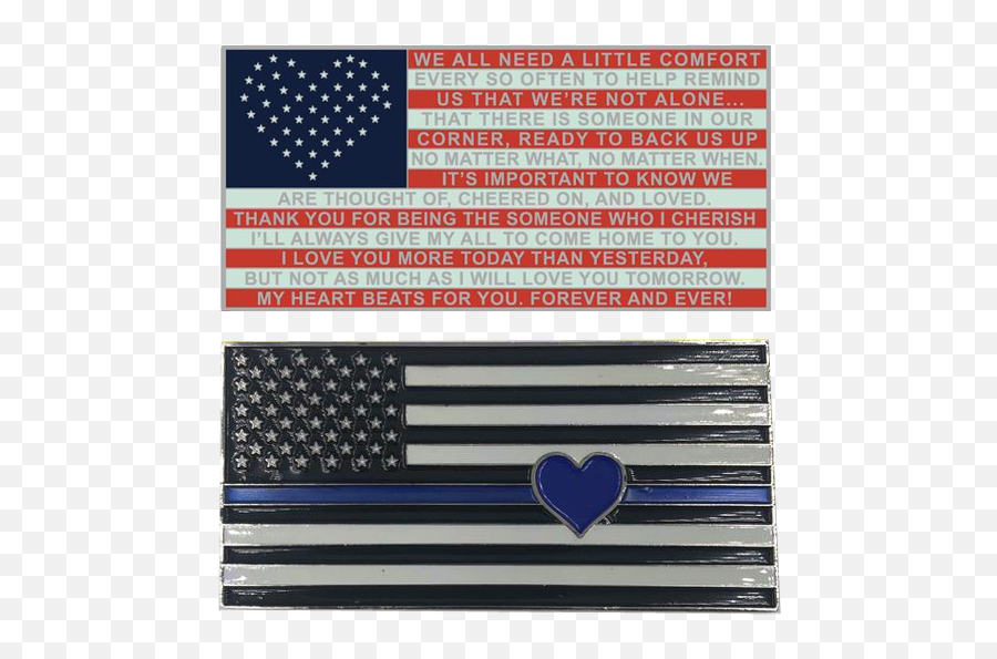 Thin Blue Line Flag With Heart And Love And Support Message Challenge Coin J - 005 Emoji,Thin Blue Line Png