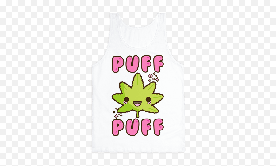 Puff Puff The Kawaii Pot Leaf Tank Top Lookhuman Rave - Cute Weed Leaf Emoji,Pot Leaf Transparent