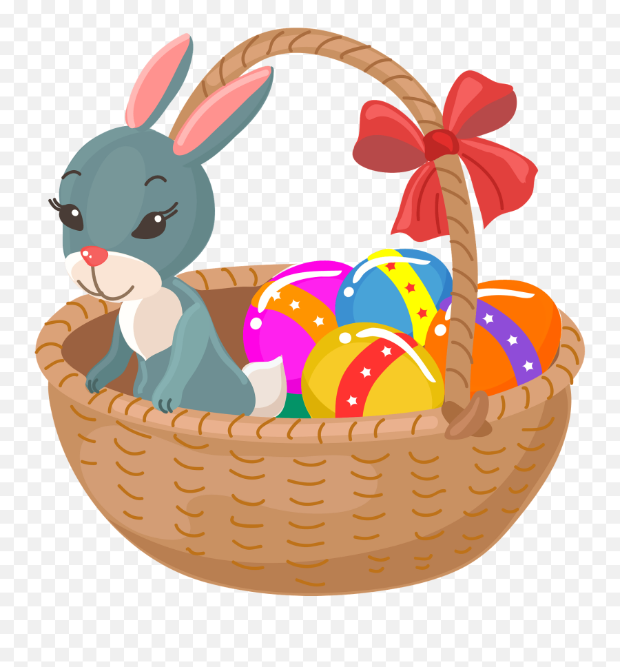 Bunny In The Easter Basket Clipart Free Download - Easter Basket Clipart Emoji,Basket Clipart