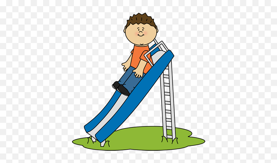 Kid Playing - Boy On Slide Clipart Emoji,Children Clipart