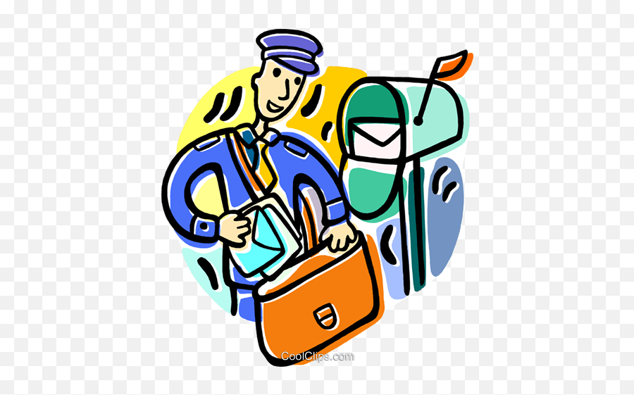 Postal Worker Collecting The Mail Royalty Free Vector Clip - Complete The Blanks With The Present Simple Emoji,Mailman Clipart