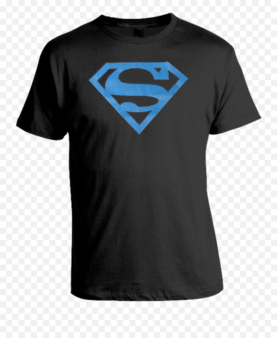 Superman T Shirt Blue Logo On Black - Blue Superman Logo T Shirt Emoji,Superman Logo T Shirts