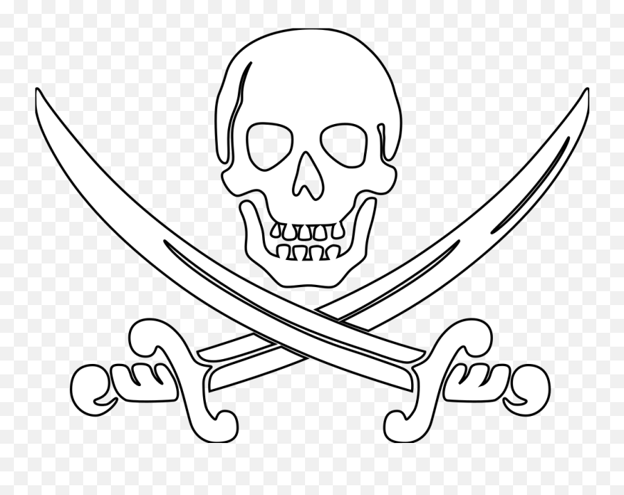 Pirate Swords Outline Clip Art At Clker - Pirate Skull Outline Emoji,Pirate Sword Clipart
