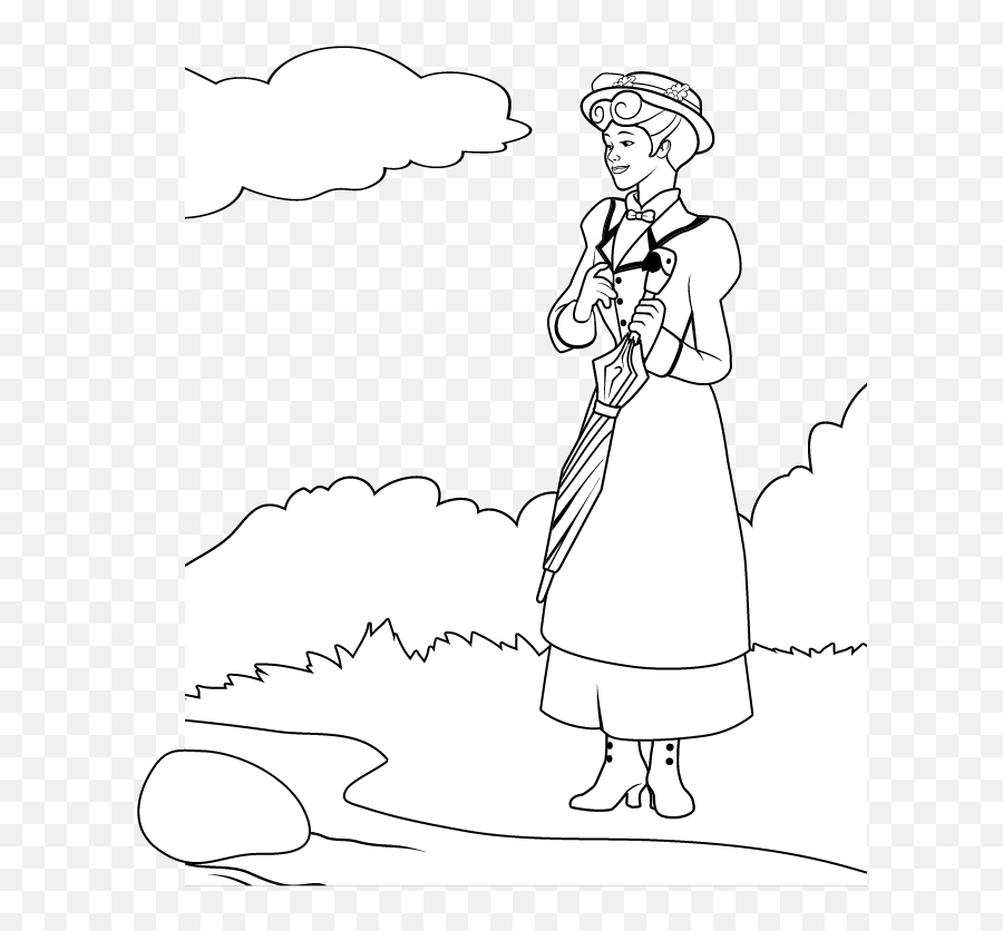Download Free Coloring Page How To Draw Mary Poppins Julie Emoji,Mary Poppins Clipart