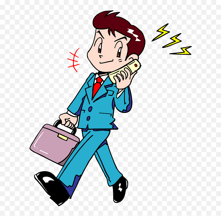 Businessman Is Talking On A Mobile Phone Clipart Free Emoji,Cell Phone Clipart Free
