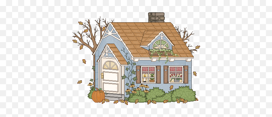 Clipartch1cl14cgif Cute House House Clipart Blue House - Simple House With Garden Cartoon Emoji,White House Clipart