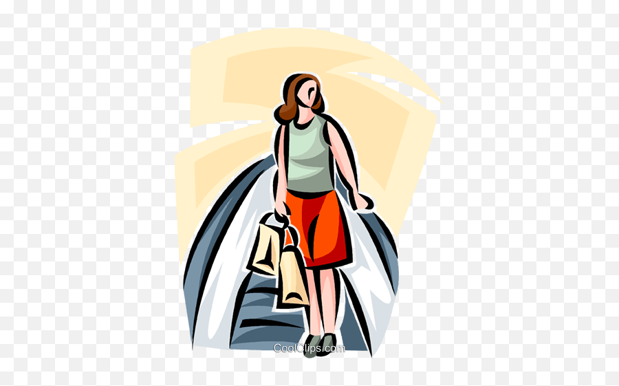 Woman Riding An Escalator While Shopping Royalty Free Vector Emoji,Escalator Clipart