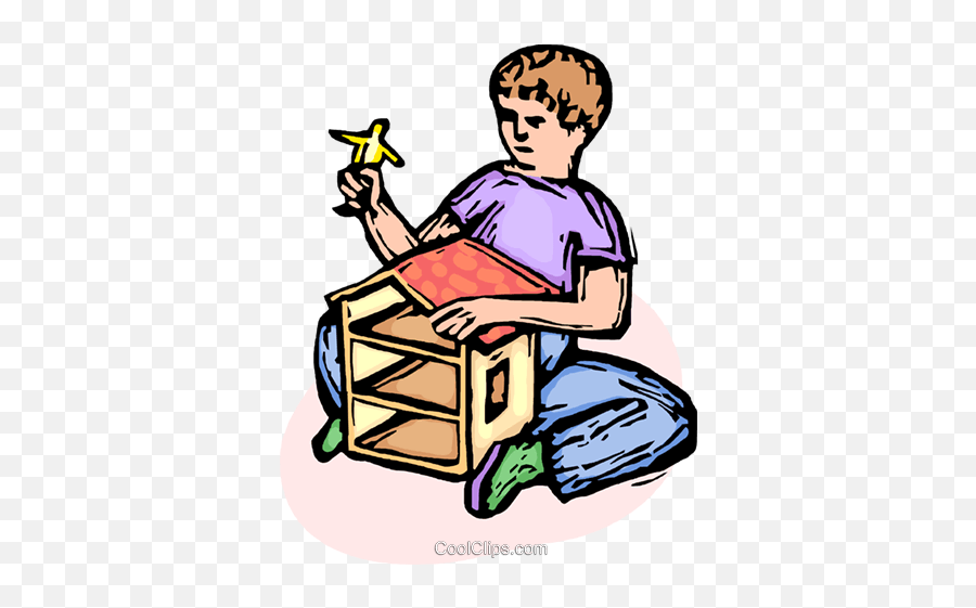 Child Playing With A Dollhouse Royalty Free Vector Clip Art - Sketch Emoji,Children Playing Clipart