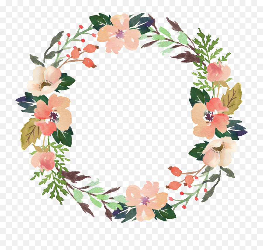 Wreath Garland Flower Clip Art Portable - Clip Art Pink Flower Wreath Emoji,Floral Wreath Clipart