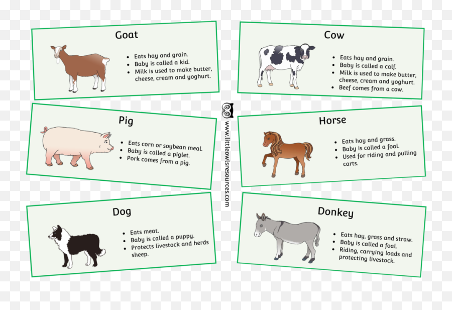 Free Farm Animals Fact Cards Printable Early Yearsey - Farm Animals Animals And What They Eat Emoji,Farm Animal Clipart