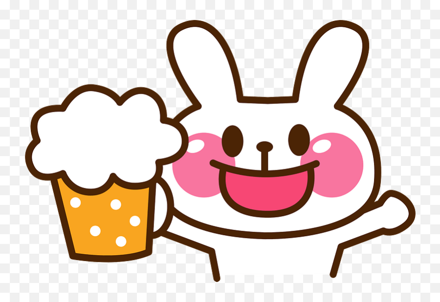 Happy Rabbit Is Drinking Beer Clipart Free Download Emoji,Drinking Png