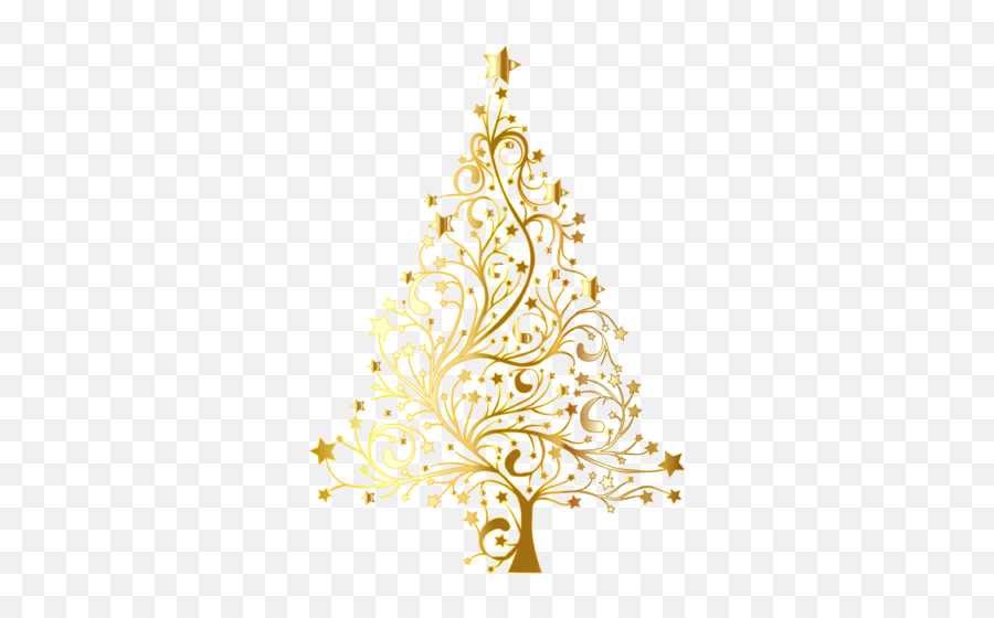 Starry Christmas Tree Gold No Background - Gold Christmas Christmas Tree Gold Vector Emoji,Christmas Tree Vector Png