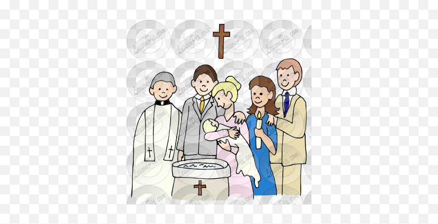 Baptism Picture For Classroom Therapy Use - Great Baptism Emoji,Baptism Cross Clipart