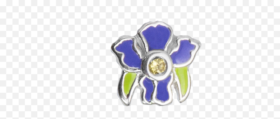 Stow Lockets February Iris - Wisdom Birth Flower Enamel Charm Emoji,Iris Flower Clipart
