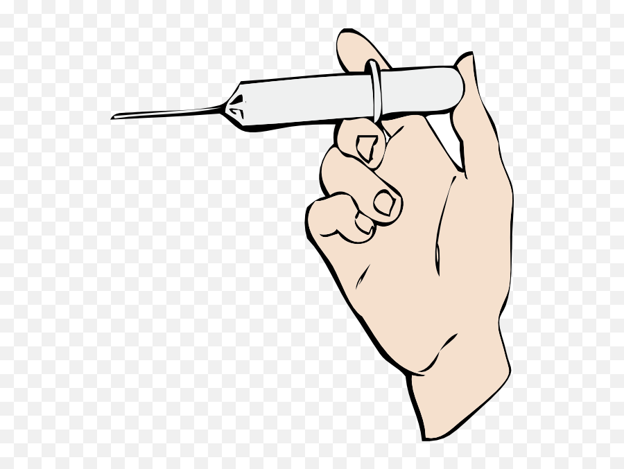 Hand Holding Syringe Clip Art At Clker - Hand Holding Syringe Icon Emoji,Syringe Clipart