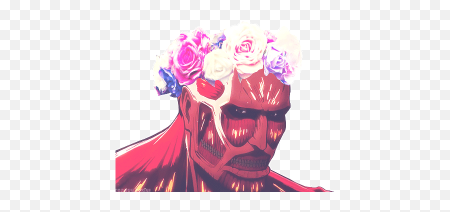 Animated Gif About Gif In Anime Flower Crowns By Ari - Colossal Titan Transparent Gif Emoji,Anime Gif Transparent