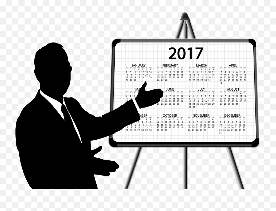 Silhouette Of A Businessman Showing A Calendar Free Image Emoji,Businessman Silhouette Png