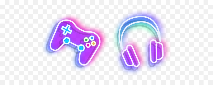 Neon Headphones And Joystick Cursor - Control Gamer Neon Png Emoji,Neon Png