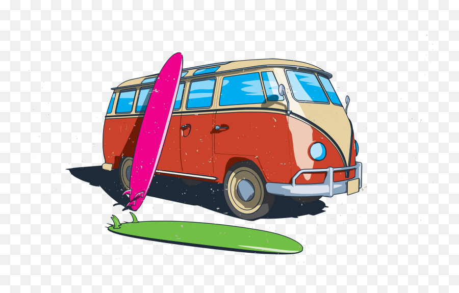 Vans Clipart Vw Bus - Surfboard Vw Bus Clipart Emoji,Vw Bus Clipart