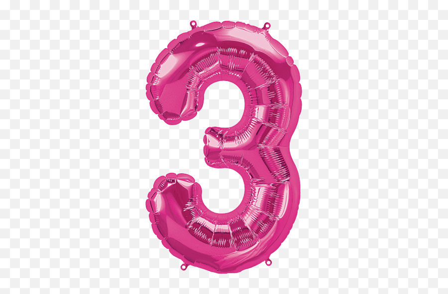 Magenta Number 3 Three 34 - Foil Balloon Number 3 Png Emoji,Number 3 Png