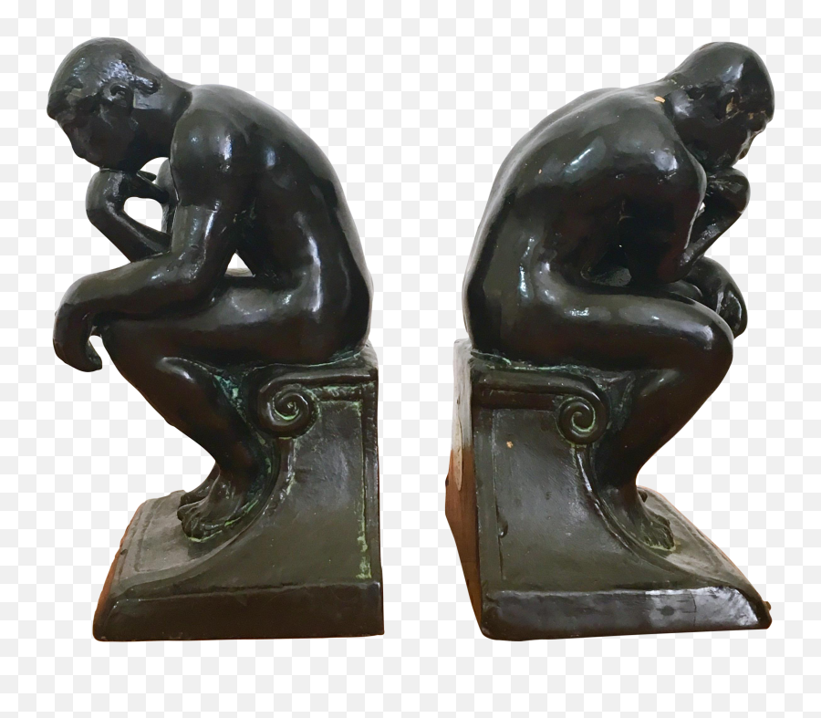 Rodins Thinker Iron Bookends - Classical Sculpture Emoji,The Thinker Png