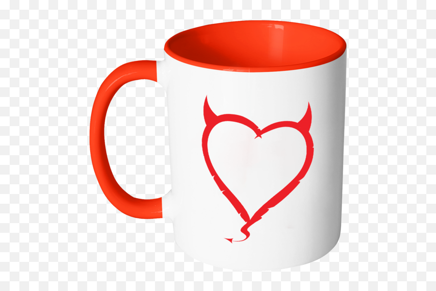 Devil Horns Heart Color Accent Coffee Mug - Black Devilish Emoji,Accent Clipart