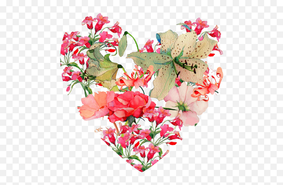 Heart Flower Drawing Cut Flowers For Valentines Day - 1280x1280 Emoji,Flower Drawing Transparent