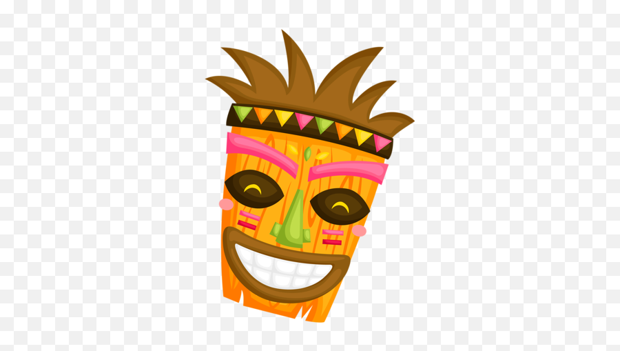 Hawaiian Aloha Tropical Black And White - Hawaiian Mask Clipart Emoji,Luau Clipart