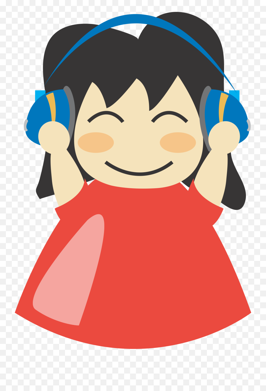 Girl With Headphones Clip Art At Clker - Listening To Music Clipart Transparent Emoji,Headphones Clipart