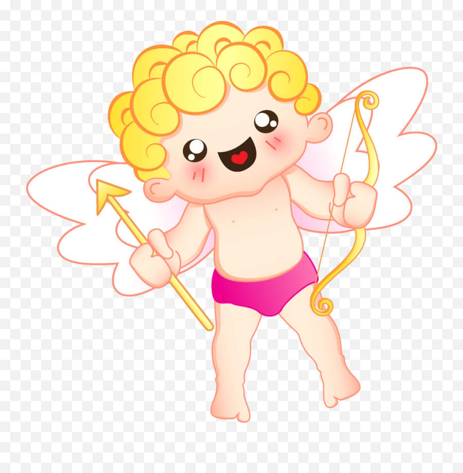 Cupid Clipart Cute - Dibujo De Cupido Kawaii Emoji,Cupid Clipart