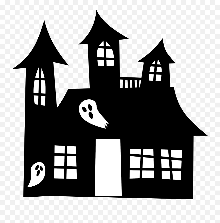 Haunted House Clip Art - Haunted House Png Download 2400 Silhouette Haunted House Template Emoji,House Clipart