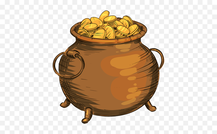 Gold Coins Pot - Gold Coin Emoji,Pot Of Gold Png