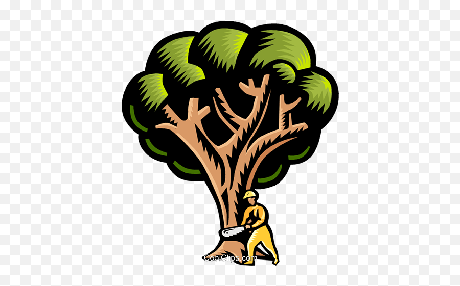 Cutting Down A Tree Royalty Free Vector - Clip Art Emoji,Cut Clipart