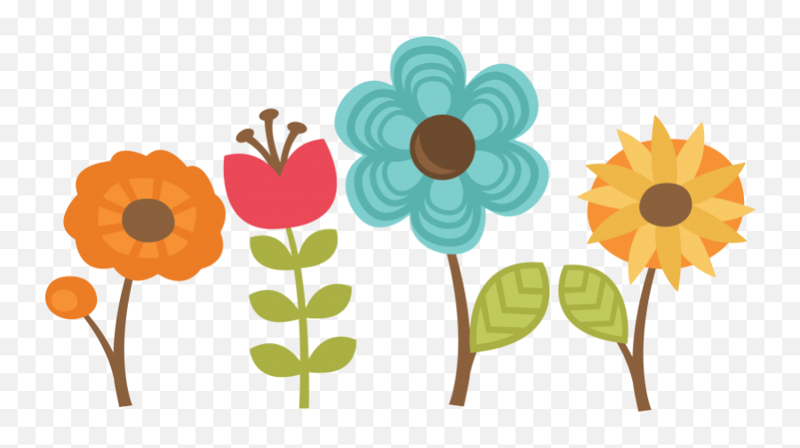 Flowers Set Of Cut Files For Scrapbooking - Set Of 4 Flowers Emoji,Iris Flower Clipart