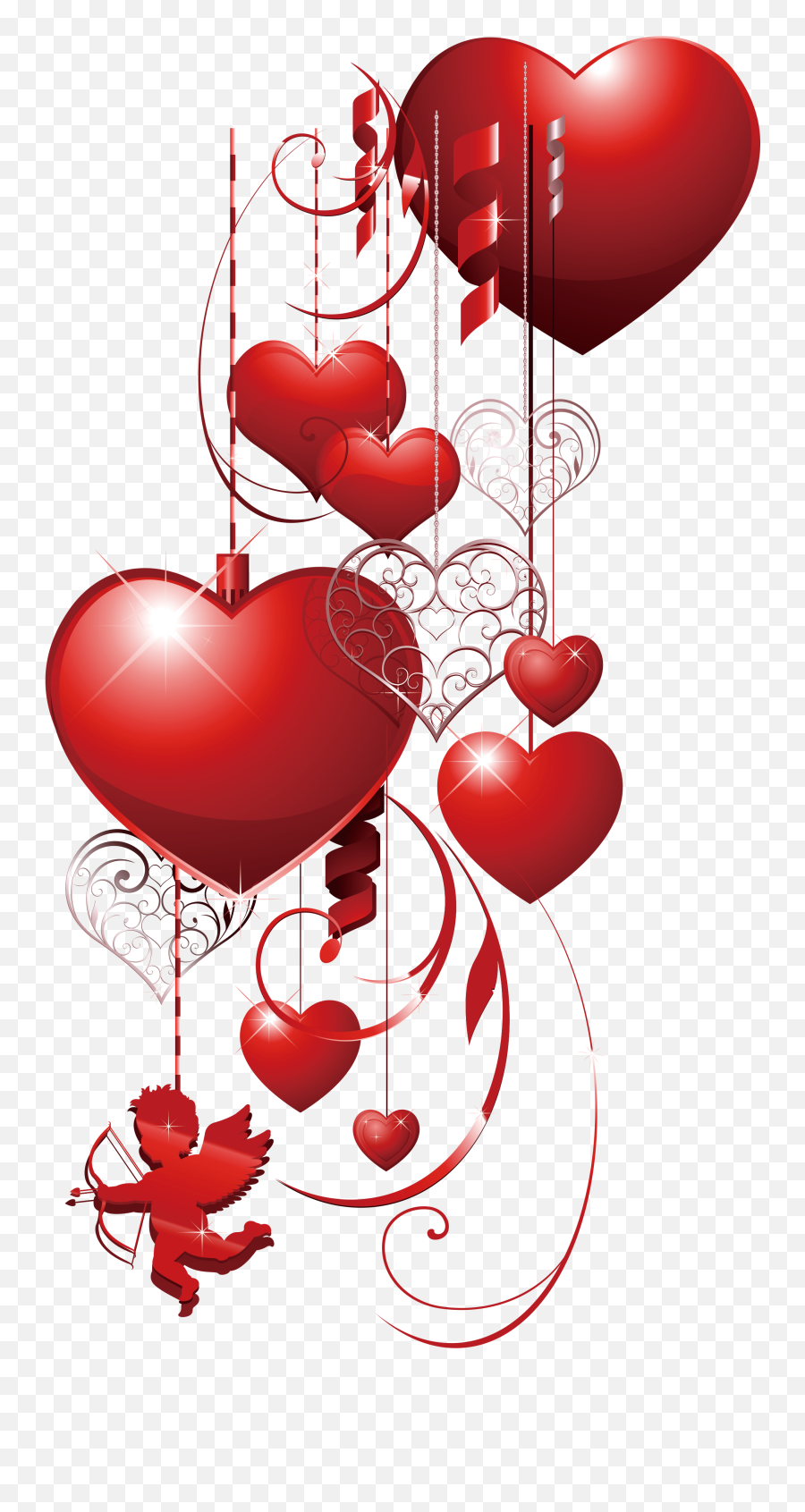 Download Decorative Heart Love Pattern - Transparent Day Graphics Emoji,Cupid Clipart
