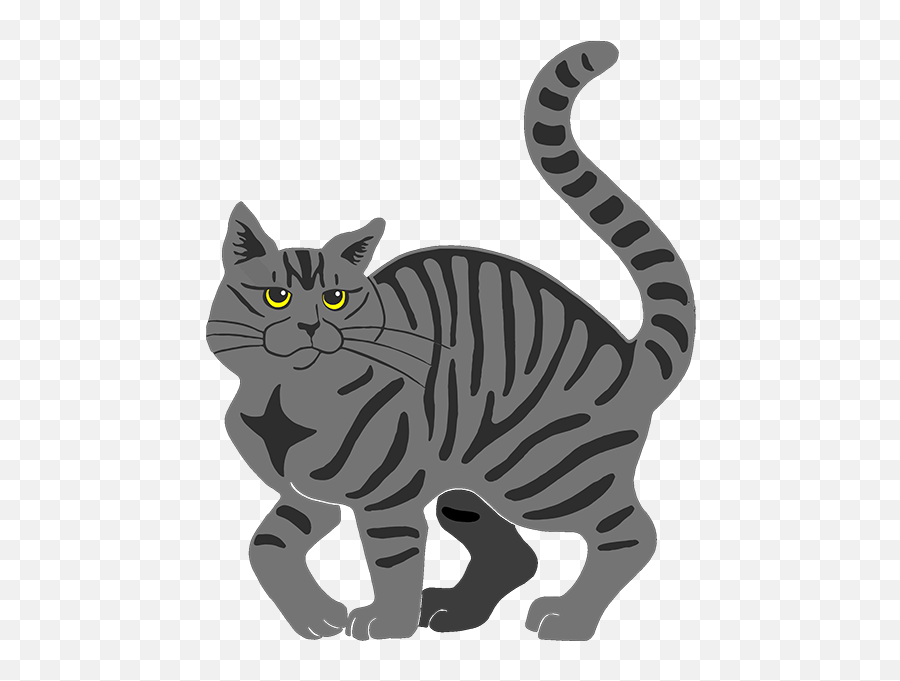 Animal Silhouettes Ferine Fire - Domestic Cat Emoji,Tiger Stripes Clipart