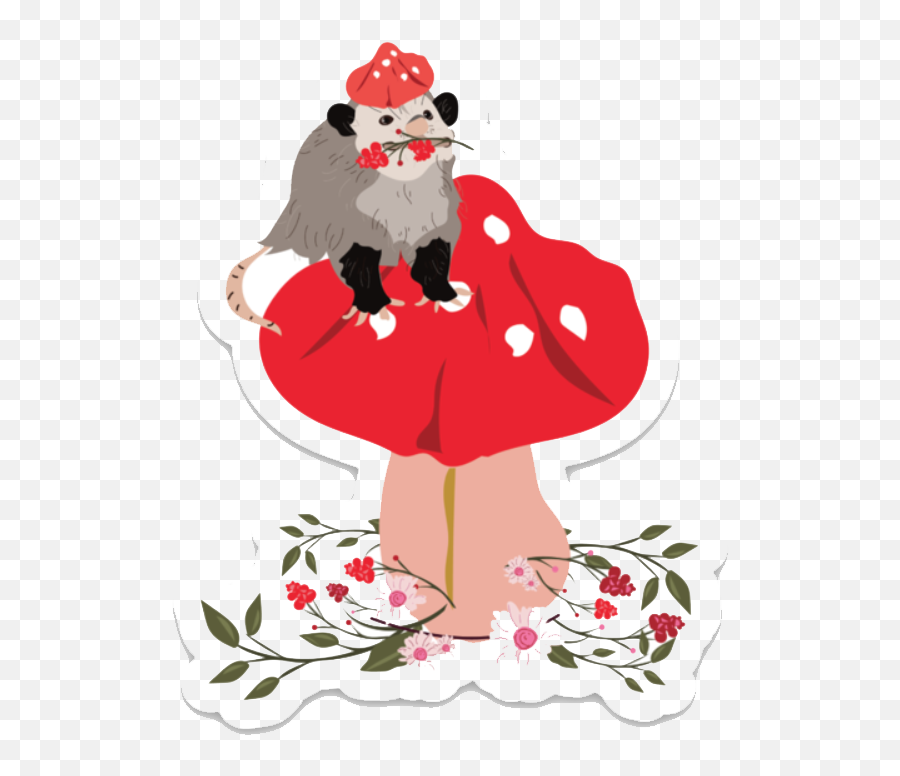 Happy Possum Mushroom Sticker Emoji,Possum Clipart
