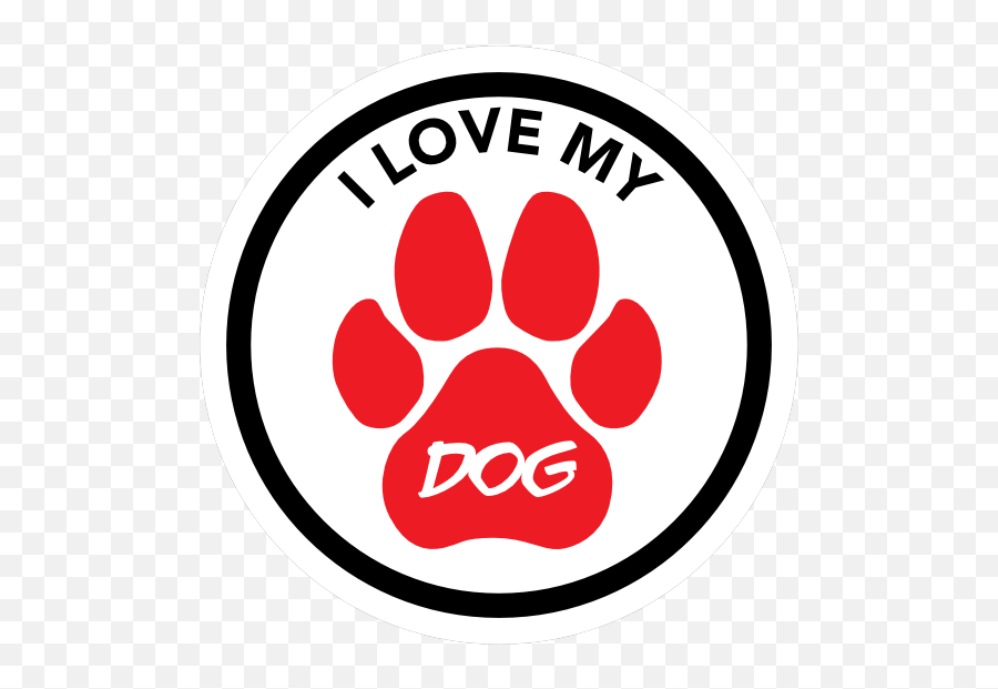 I Love My Boxer Paw Print Magnet 5 Inch Decal With Red - Dot Emoji,Dog Paw Print Clipart