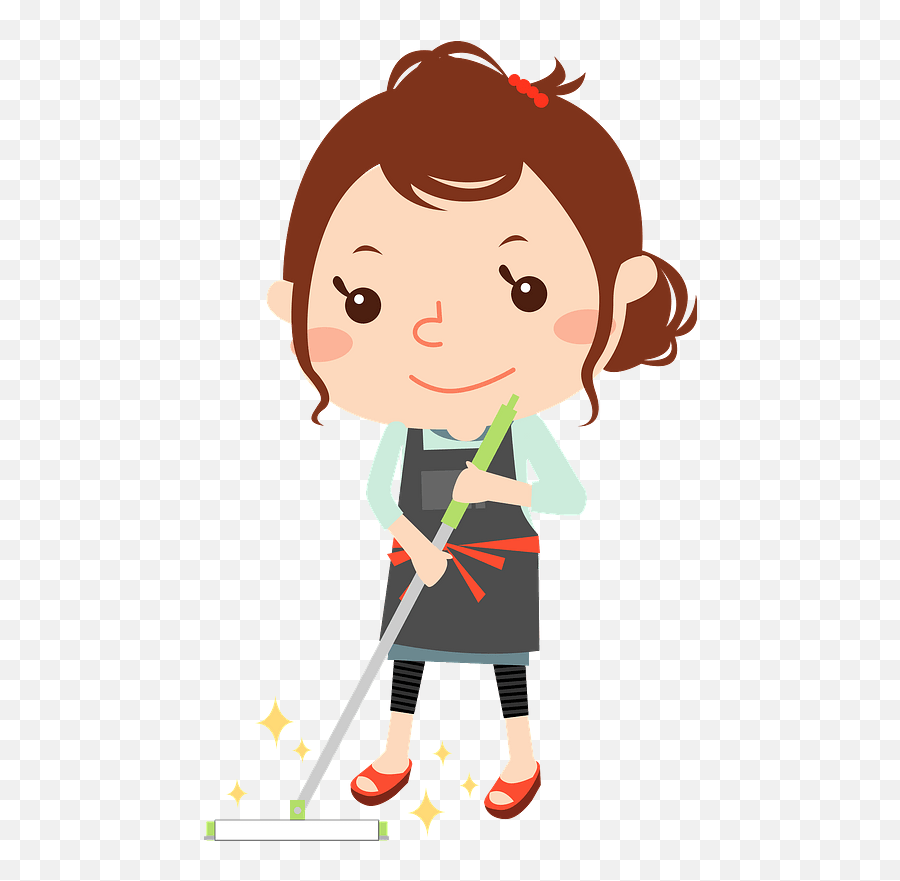 Woman Is Cleaning House Clipart - Girl Cleaning Clipart Emoji,Cleaning Clipart