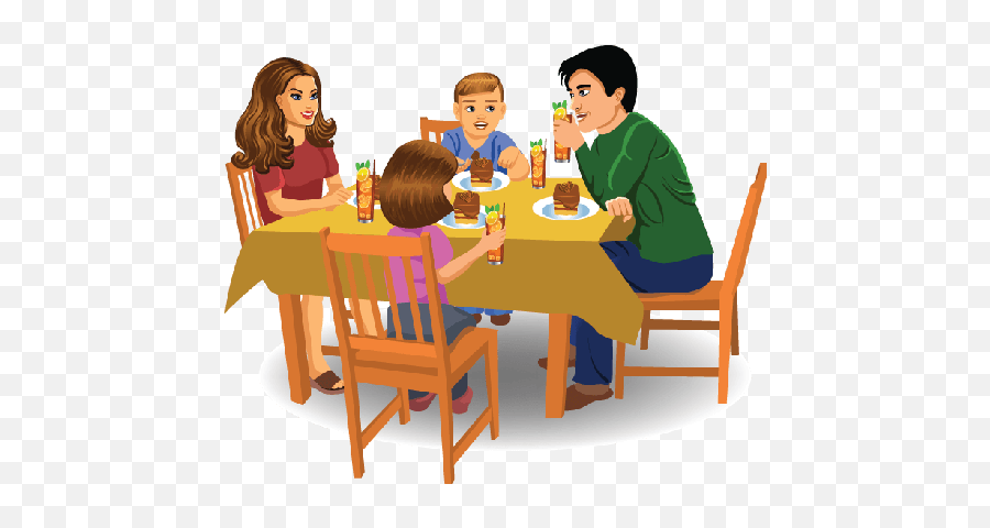 Family Dinner Clipart Transparent Png - Family Eating Together Clipart Png Emoji,Dinner Clipart