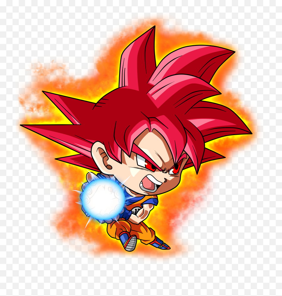 Chibi Goku Super Saiyan God Kamehameha - Super Saiyan God Goku Chibi Emoji,Kamehameha Png