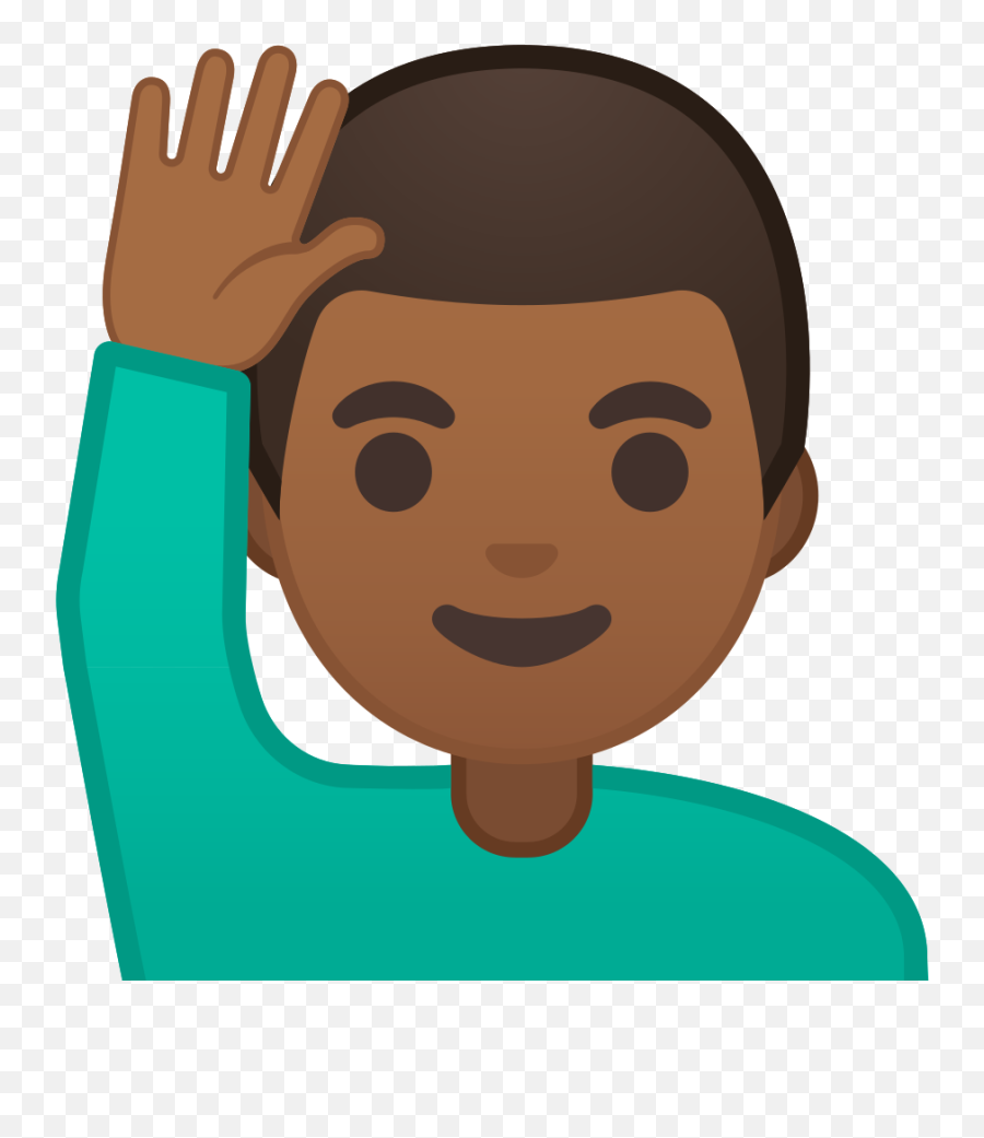Man Raising Medium Dark - Emoji Raising Hand Clipart Full,Raising Hands Clipart