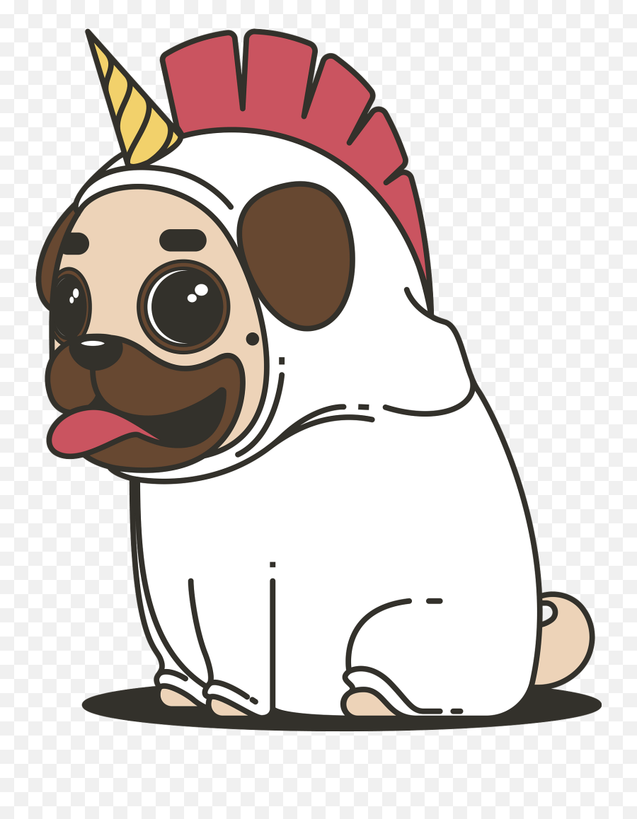 Unicorn Pug Clipart - Unicorn Pug Cartoon Emoji,Pug Clipart