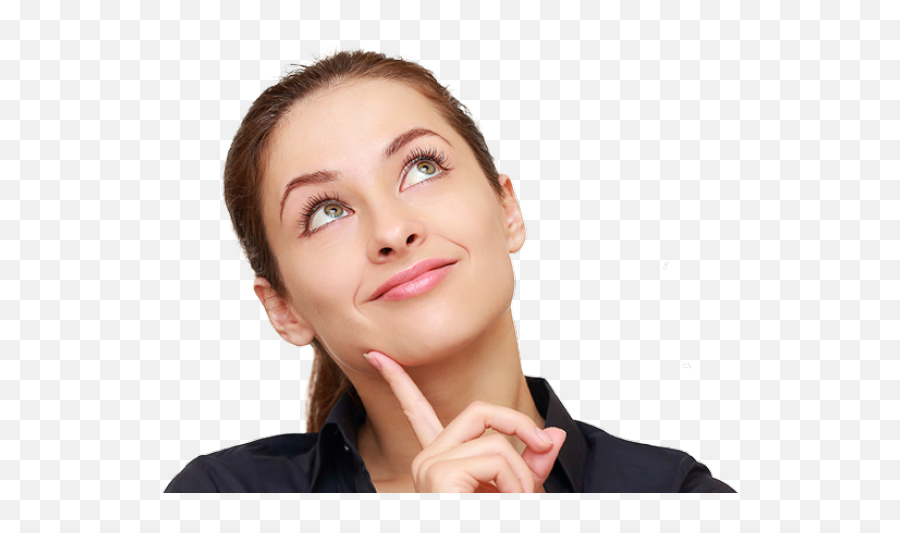Woman Thinking Png - Thinking Woman Clipart Chin Person Png Emoji,Person Thinking Clipart