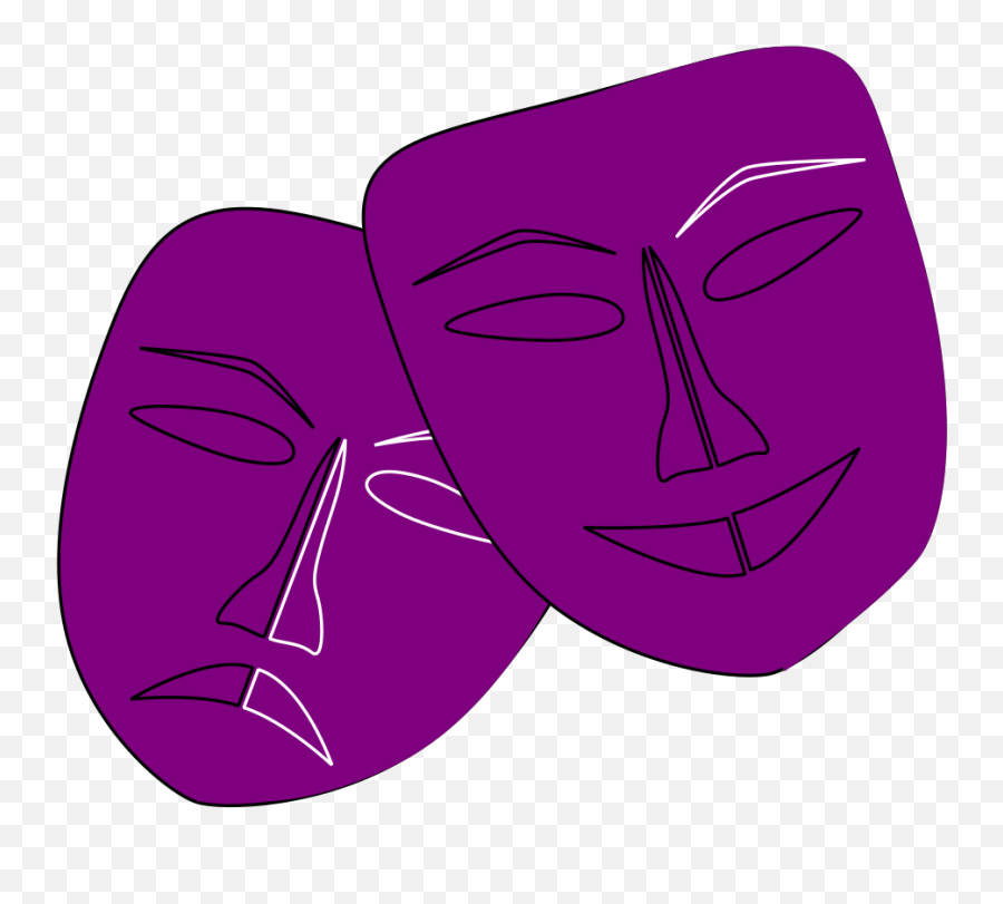 Drama Faces Png - Theatre Mask Purple Clipart Transparent Purple Theatre Masks Emoji,Theatre Clipart