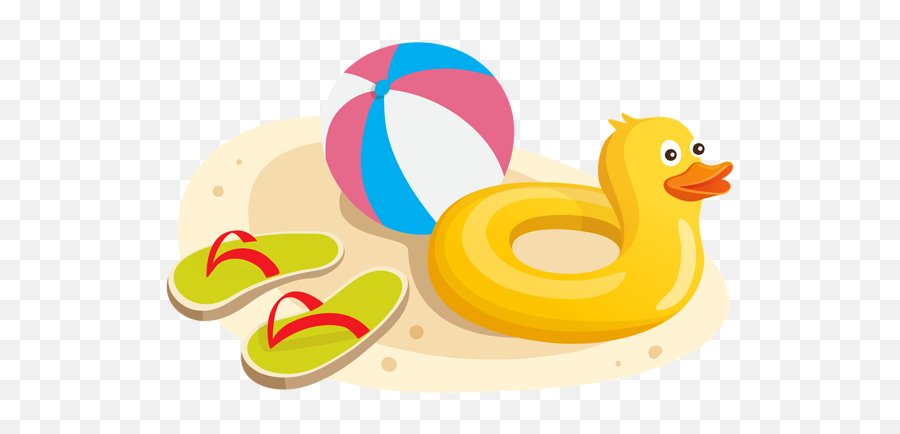 Duck Swim Ring Ball And Flipflops Png Clipart Image - Flip Sand And Flip Flop Clipart Emoji,Flip Flops Clipart